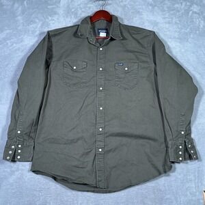 Wrangler Shirt Mens 2XLT 2XL Tall Green Western Pearl Snap Brushpopper